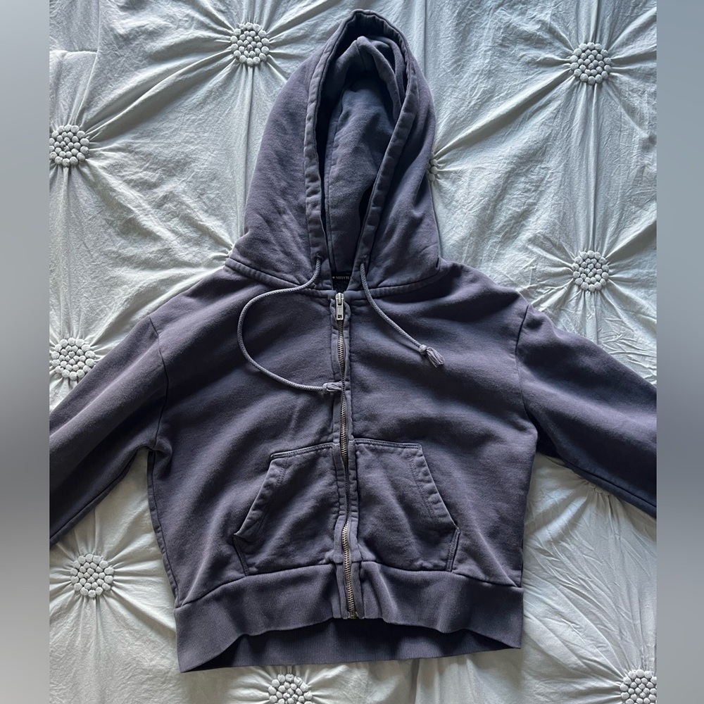 Cropped navy Brandy Melville zip up